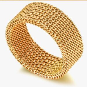 18K Gold Stainless Steel Mesh Band Ring
